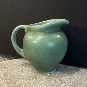Vintage Mini Green Studio Pottery Pitcher Handmade 2.5” Art Pottery